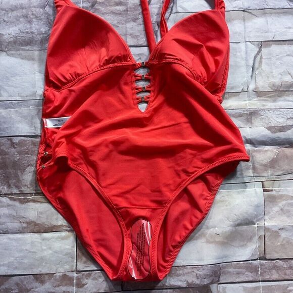 City Chic Womens Swimsuit sz 16 new nwt Tigerlilly Red Gidget OnePiece High Leg - Picture 9 of 12